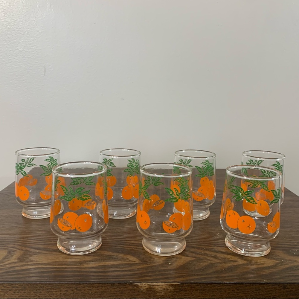 Orange Vintage Glasses Vintage 7 pieces